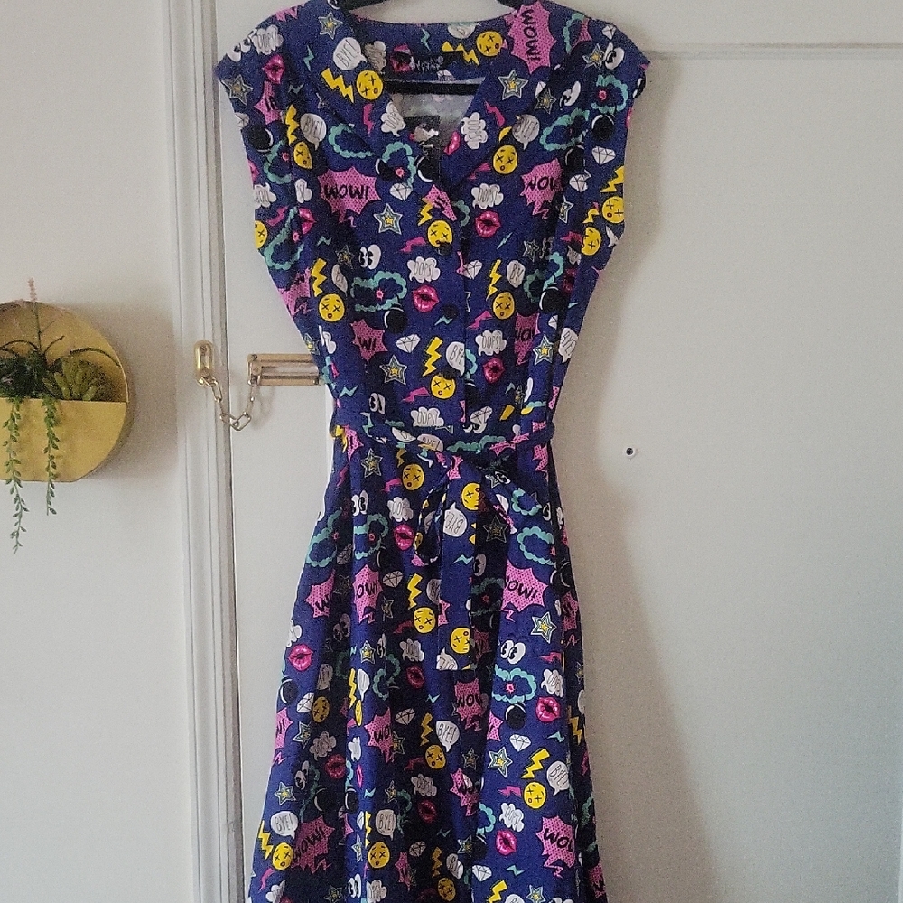 Vibrant Emoji Print Dress